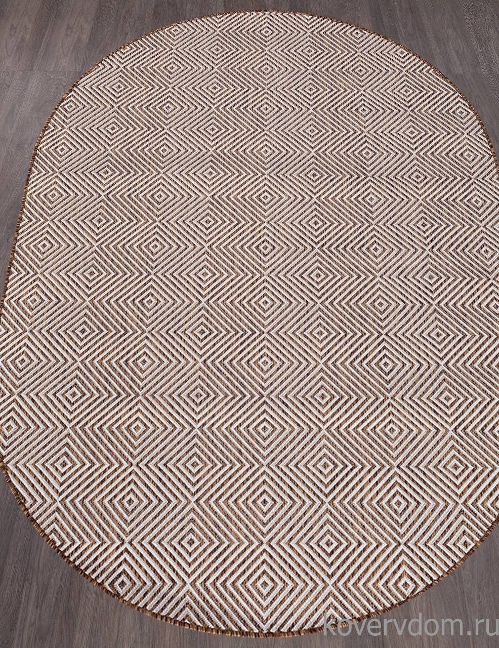 Ковер циновка VEGAS S006 CREAM-BROWN Овал